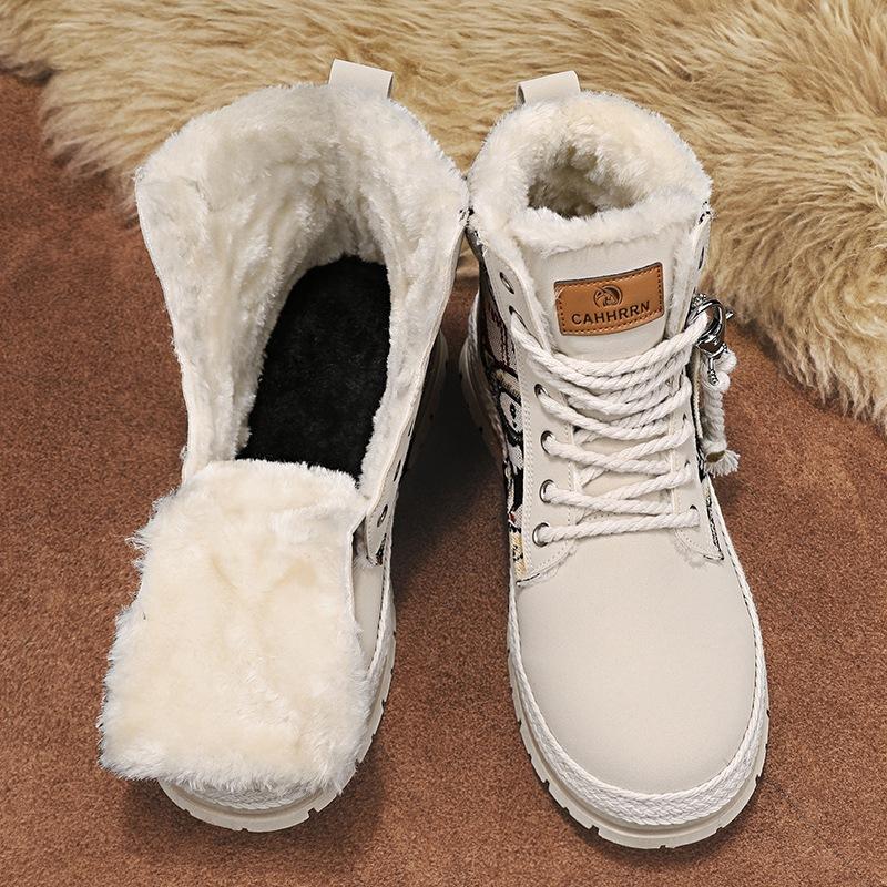Men's boots autumn and winter high-top Martin boots men's locomotive tooling boots men's velvet leather boots increase height