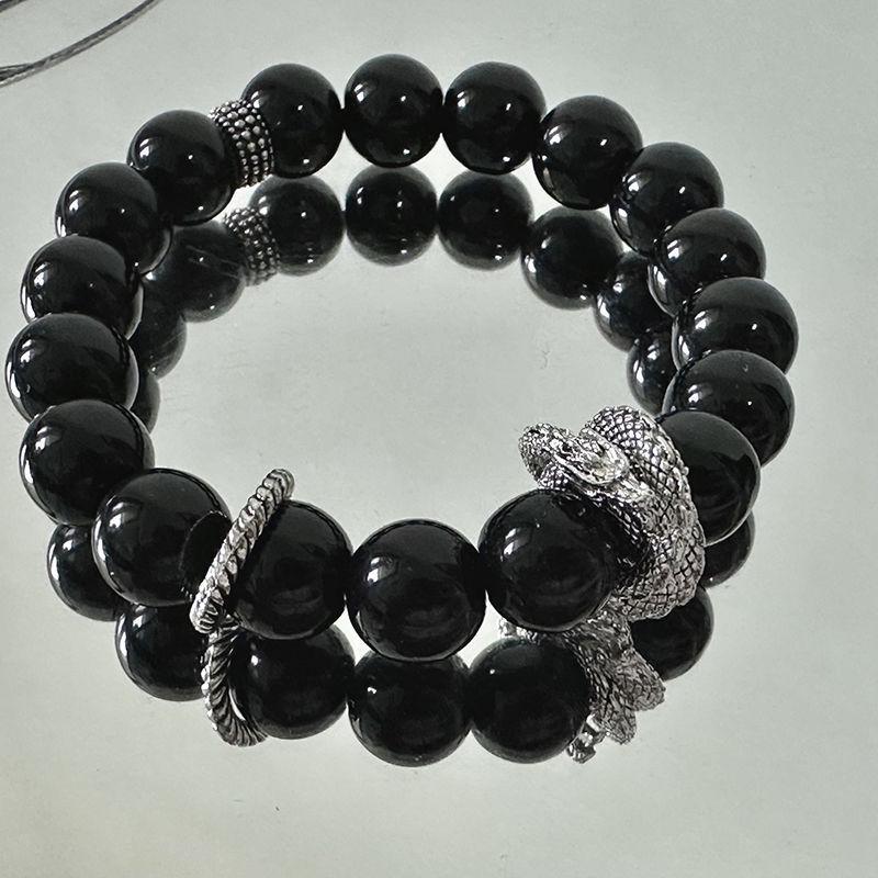 

Год Дракона: Привлекающий богатство браслет «Свернувшийся дракон» с черными бусинами – Унисекс, Уникальный стиль