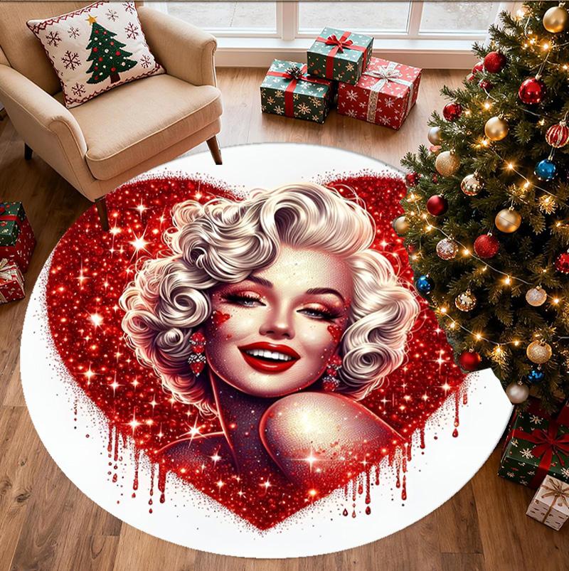 Marilyn Monroe Patroon Rond Tapijt, Binnen/Buiten Mat, voor Picknick, Speelkamer, Slaapkamer, Kantoor, Woonkamer, Huisdecoratie Tapijt, Verjaardagscadeau