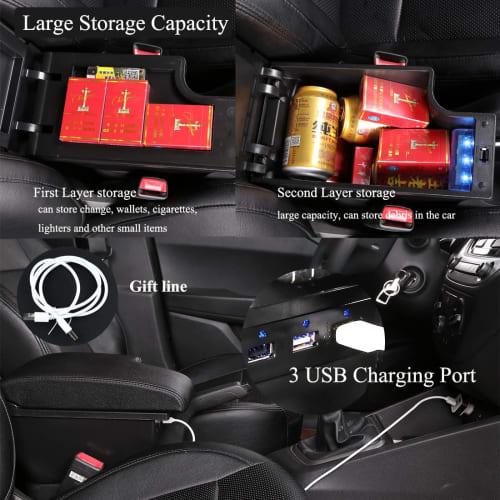 HRCHCG Nissan Juke Console Armrest Box Dual Layer Storage with 3 USB Ports