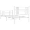 Metal Bed Frame with Headboard and Footboard White 90x190 cm