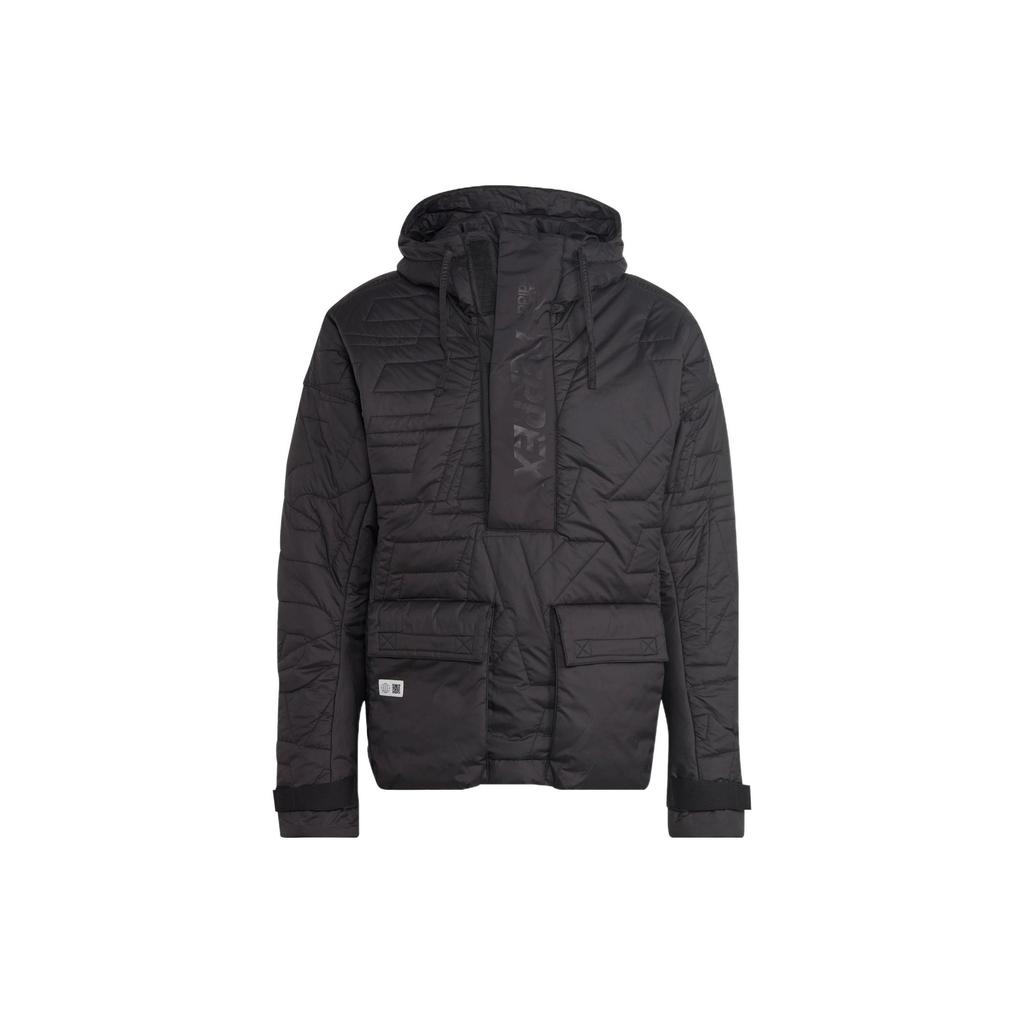 Adidas Terrex Mtbr Ins Jacket Solid Color Outdoor Sports Hooded Cotton Coat Men Jackets Black HE7064