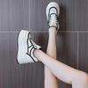 Fashion 8CM Fashion Platform Sneakers Women Spring Autumn Comfort Round Toe Lace-up Thick Bottom Black White Casual Sport Shoes