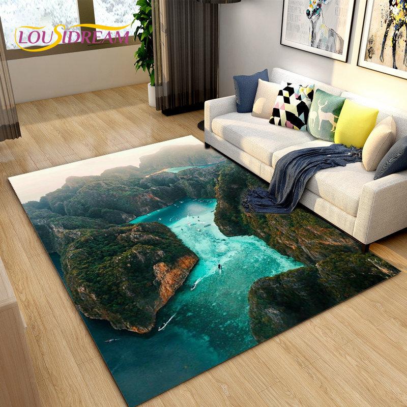 3D Ocean Seawater Beach Water Scenery Area Rug,Carpet Rug for Living Room Bedroom Sofa Doormat Decoration,Kid Non-slip Floor Mat