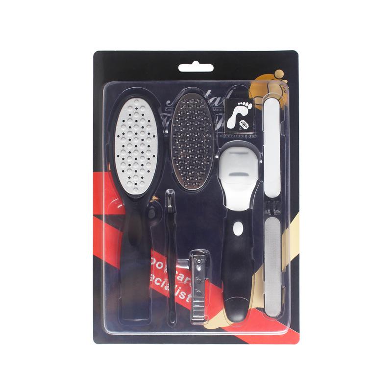 

Черный набор для педикюра с скраббером для ног - набор из 7 инструментов для удаления омертвевшей кожи и мозолей