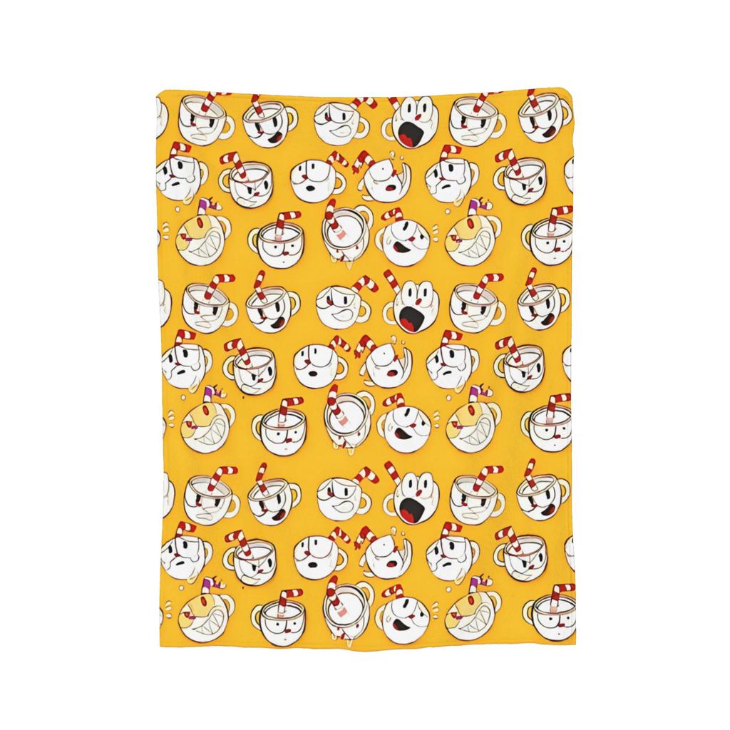 Cupheads And Mugman Blankets Flannel Game Lightweight Thin Throw Blankets for Bed Bedroom Quilt