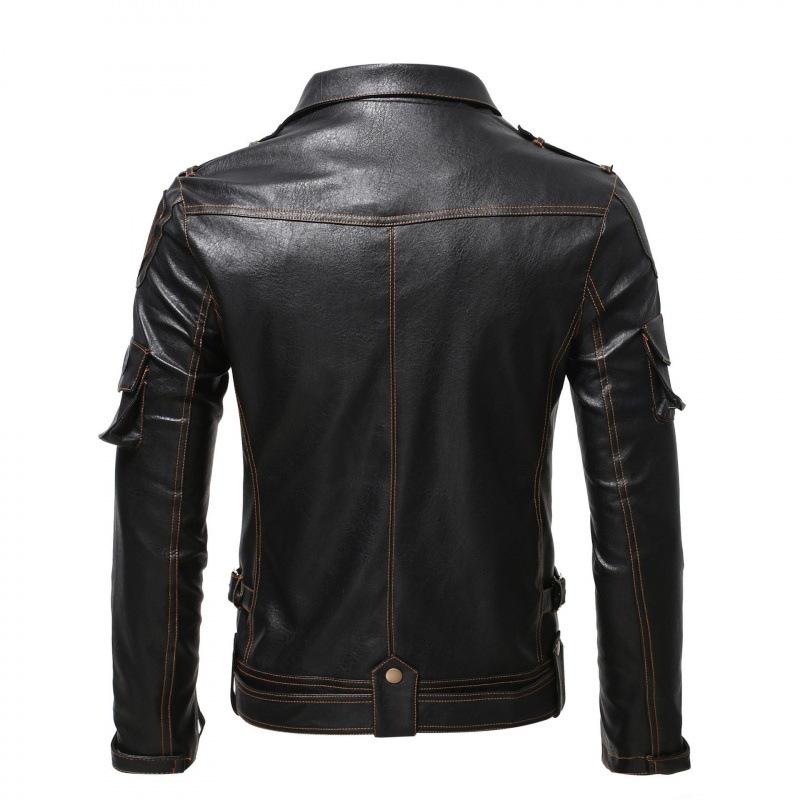 Men's Leather Jacket European and American Locomotive Multi-Pocket Design Jacket Men's Harley Motorcycle Wind Riding Jacket