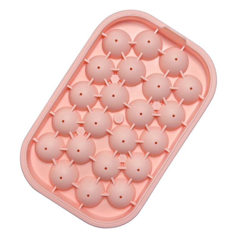 Silicone Ice Hockey Mould 22 Grids Ice Hockey Mould Spherical Ice Cube Mold Ice Cube Round Ball Storage Ice Box розовый