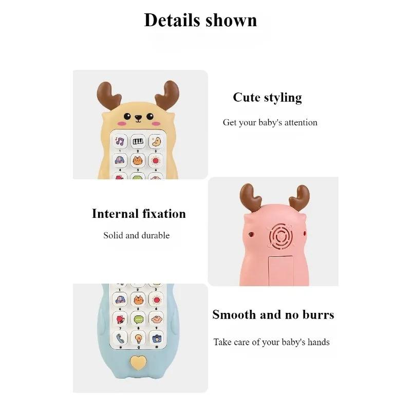 Soft Plastic Music Phone Toy for Kids Colorful Light Holiday Gifts Children Story Learning Sleep Aid with Rich Content