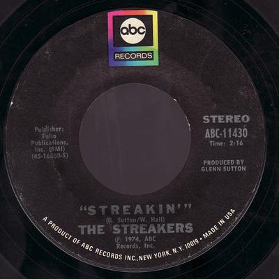7inch Record STREAKERS - Streakin' ABC11430 ABC Records 1974 US Rock Used