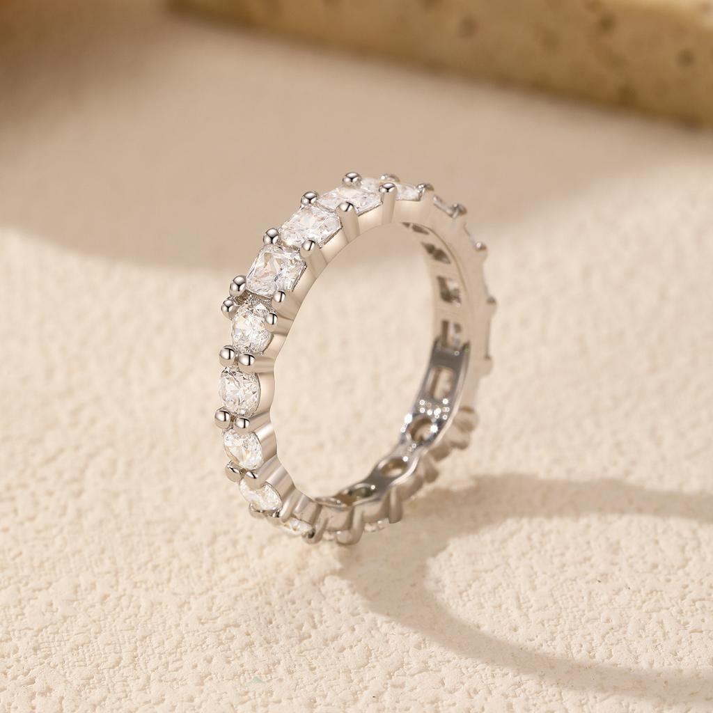 MODIAN 925 Silver Luxury Irregular Geometric Zirconia Eternity Band Ring For Women Wedding Engagement Fine Jewelry