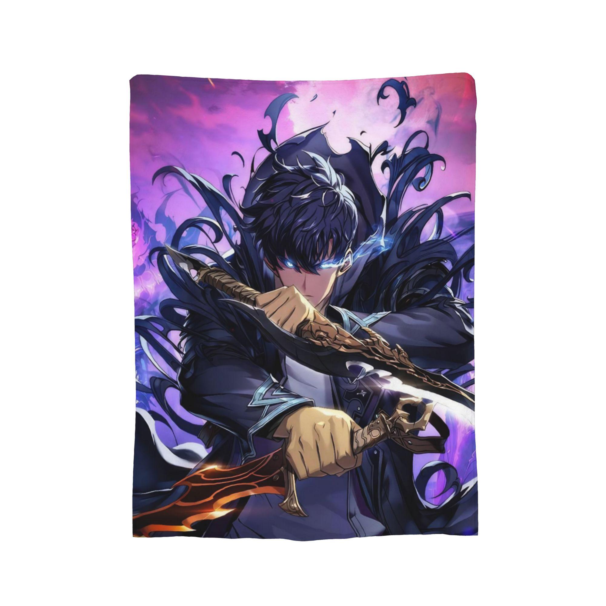

Solos Levelings Vintage Anime Plush Blankets Awesome Throw Blanket for Home 125*100cm Bedspread, 30x40in