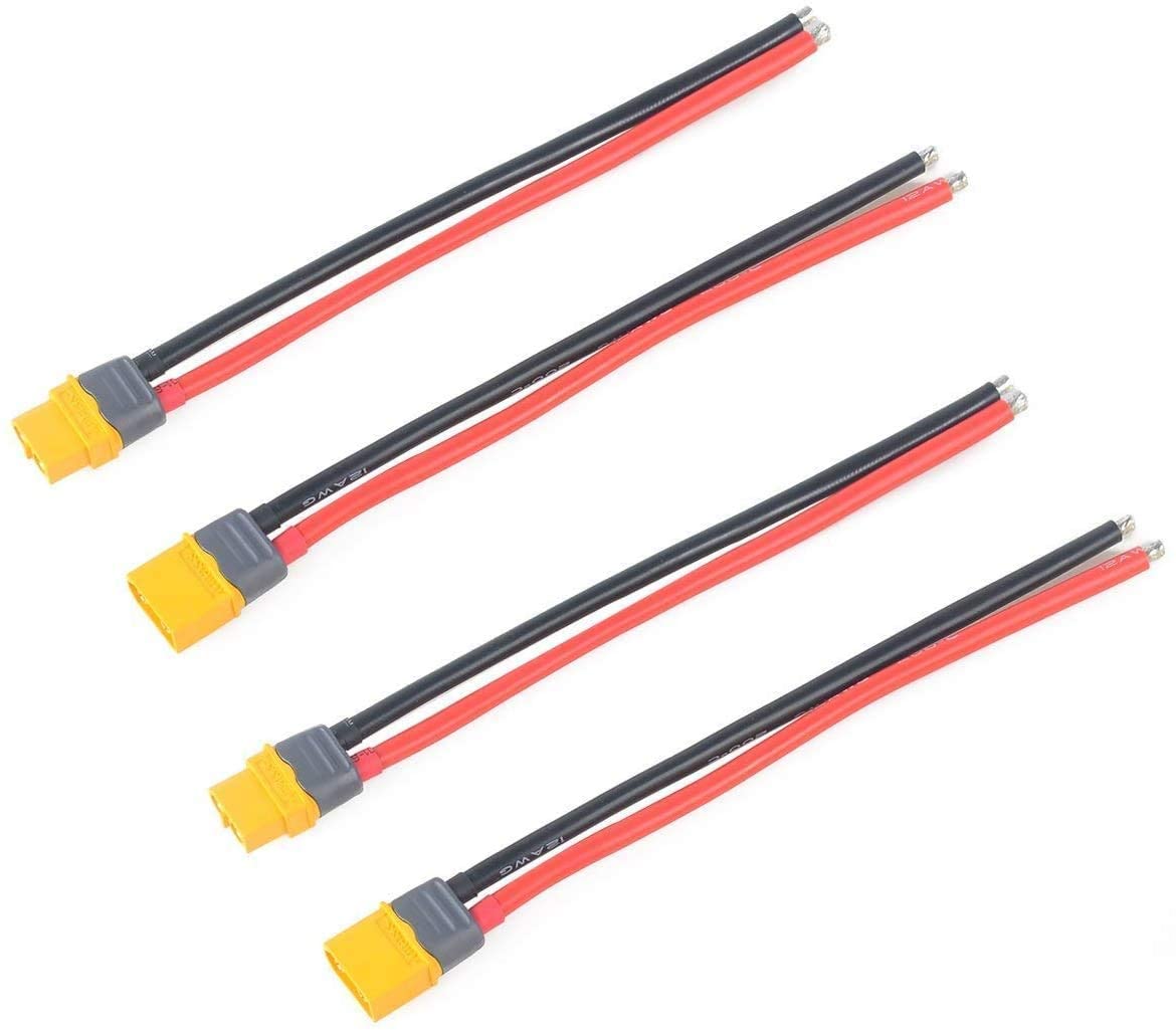 2 páry konektorů XT60 samec-samice s 150mm 12AWG vodičem | Pozlacené pro vysokou vodivost | Ideální pro LiPo baterie FPV dron | Žlutý, plast