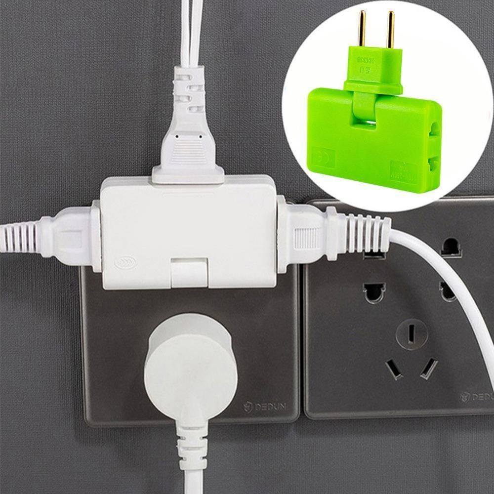 

1PC180 Degree Rotating EU Plug Converter with Three Extension Plugs, Mini Slim Wireless Outlet Adapter with Light for Convenience чорний
