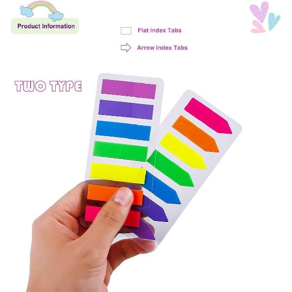 Colored Sticky Neon Flags Index Tabs Page Markers Highlight Strips Writable Labels Page for Marking and Highlighting, 8 Sets, 1120pcs