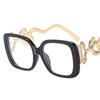 New Large Frame Women Eyeglasses Square Anti Blue Light Glasses Flat Mirror Snake Leg Design