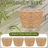 Haiabei 4 Stuks Riet Geweven Plantenmand Midden Premium Zeegras Plantenmand Met Plastic Bekleding Natuurlijk Stijlvol Plantenmanden