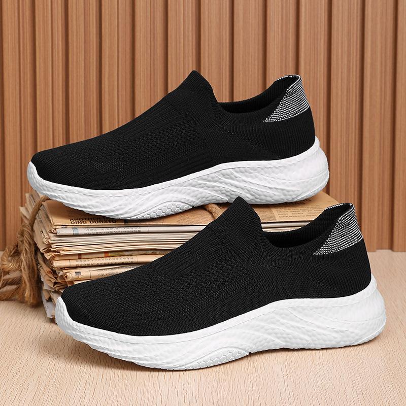

Spring breathable men s shoes deodorant black mesh shoes fly-woven mesh sports running shoes casual soft-soled shoes 46