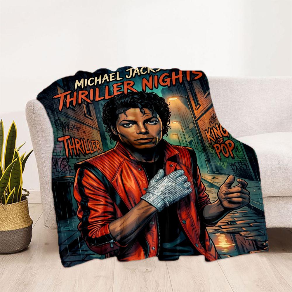 Michael Jackson Vibrant Pop Icon Portrait Blanket Warmthful Decor Suitable For Chair Sofa Bedding For All Occasions Digital Print Birthday Christmas G