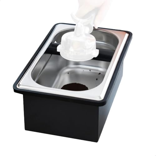 watchget Espresso Coffee Knock Box, Durable Stainless Steel Dump Bin for Coffee Grounds, Removable Non-Slip Base, Coffee Grounds Container for Home/Ca