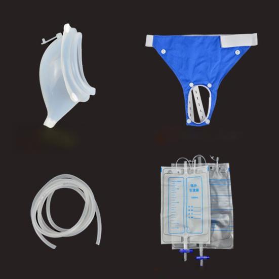 Wearable Urine Collector with 2 Drainage Bags Silicone Catching Capsule Breathable Fixation Pants for Elderly Patients