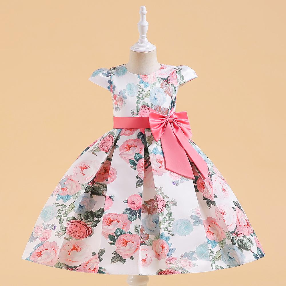 

Girls Satin Princess Dress with Bowknot - Formal Evening & Performance Wear 140 cm разноцветный/синий