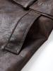 Men's Korean Style PU Leather Mid-Length Windbreaker Jacket