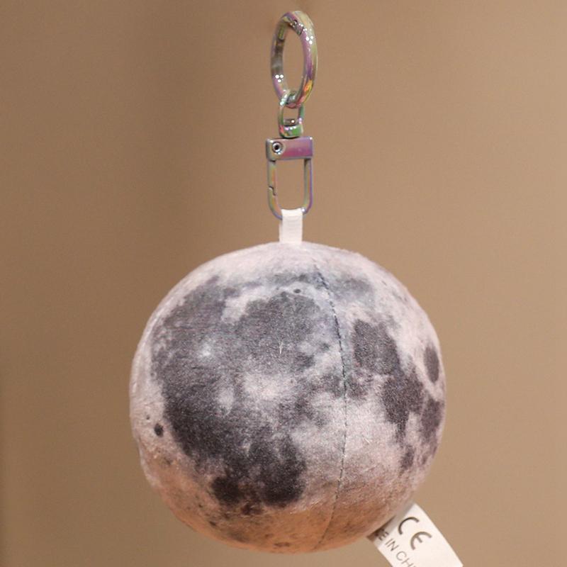 Levensechte Zonnestelsel Planeet Aarde Zon Mars Pluche Sleutelhanger Knuffel Mercurius Jupiter Saturnus Uranus Neptunus Educatief Speelgoed Hanger 7.5cm-pendant gray