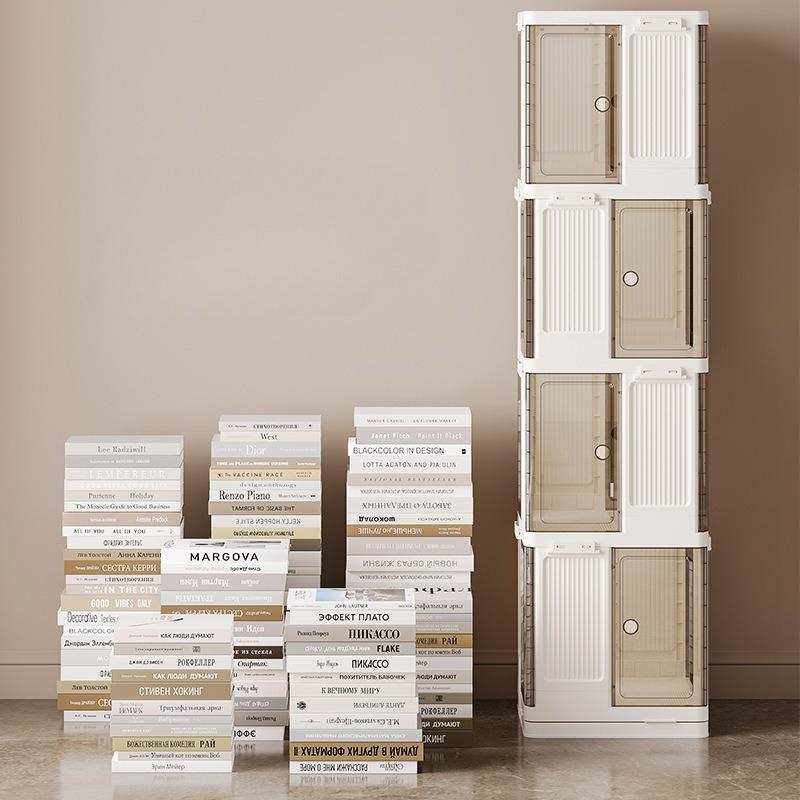 Transparent Book Shelf Rotating Bookshelf Bedroom Multifunctional Folding Storage Box Household Removable Bookcase Organizer