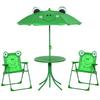 Kids Folding Picnic Table Chair Set W/ Parasol, Green