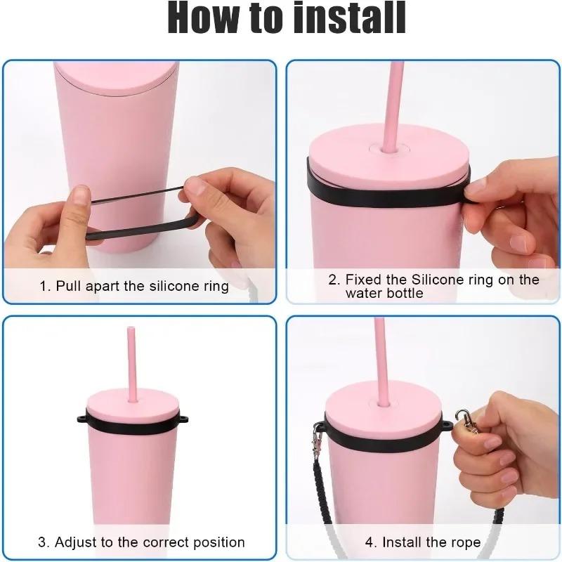 Water Bottle Carrier Strap Water Bottle Handle Sling Soft Durable Silicone Holder for Most 8 40oz Bottles Cup Accessories