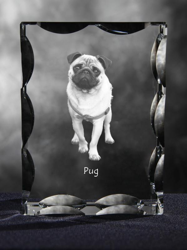 Pug - Crystal with a Picture of a Dog, Glass Statuette with a Picture, Unique Frame with a Picture from Art-Dog Brand