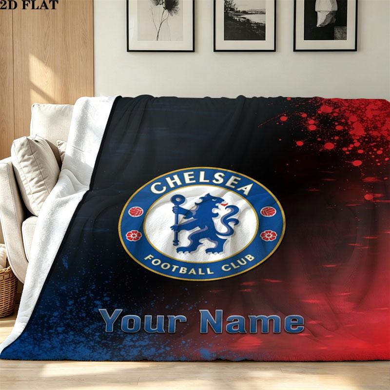 1PC Chelsea F Custom Name Patterned Flannel Blanket Suitable For All Seasons for Home Decor Warmth and Comfort Gifts Holiday Present