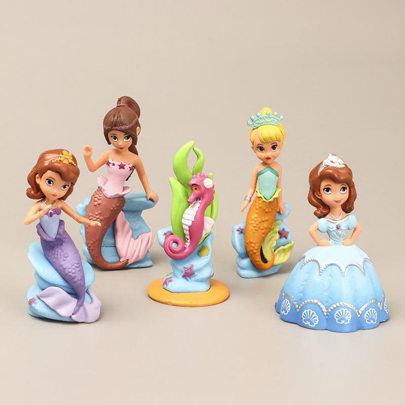 5Pcs/Set Sofia The First Figure Toy Princess Sofia Mermaid Sea Horse Beauty Model Dolls Gift for Children