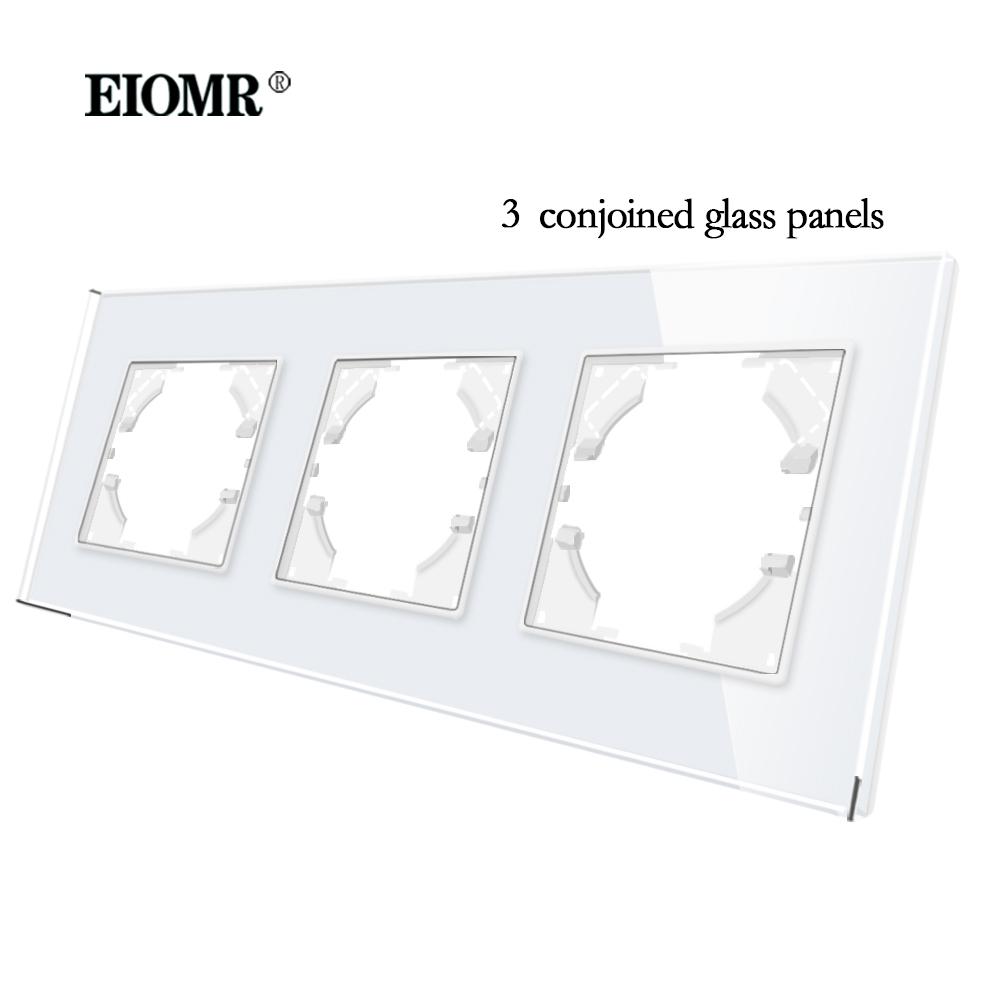 EIOMR EU Standard Wall Power Sockets White Crystal Glass Panel 16A Usb TV RJ45 Wall Switch Usb Outlets Module DIY for Round Box