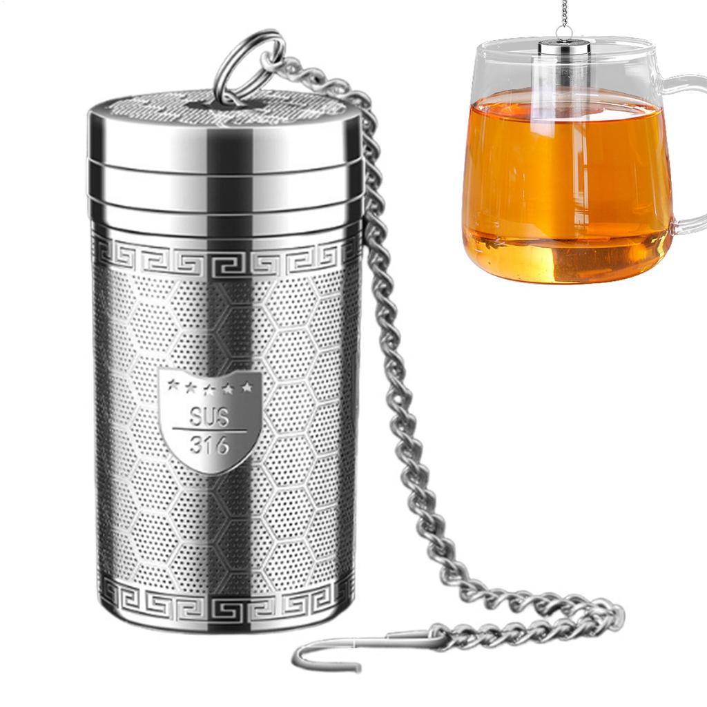 Infusore per Tè in Acciaio Inossidabile 316 con Coperchio Filettato Colino a Maglia Fine Filtro per Tè in Foglie Sfuse Strumenti per Cucina Bar Caffè Tè