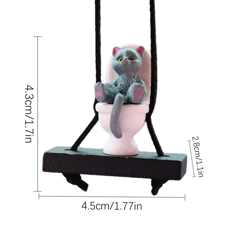 Katze Auto Anhänger Katze auf der Toilette Figur Anhänger Innendekor Einzigartig Exquisit Niedlich Auto Innenraum Figur Anhänger