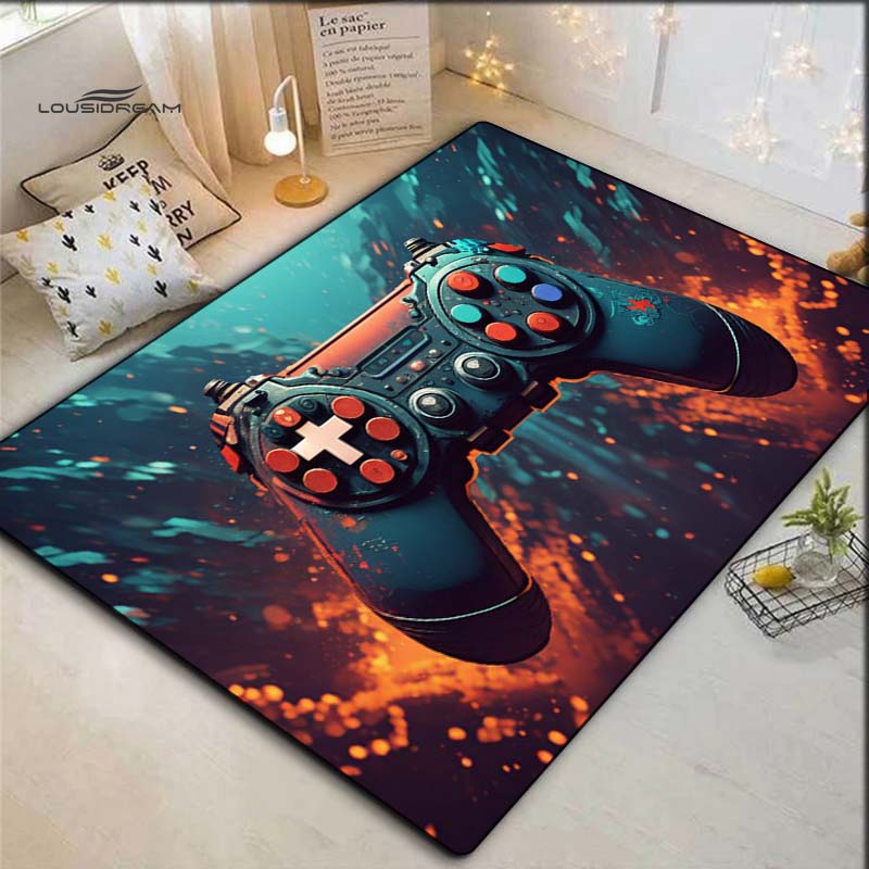 

Galaxy Style Game Controller Area Rug, Blue & Black Non-Slip Floor Mat for Gaming Room 40x60cm( 15x23in )