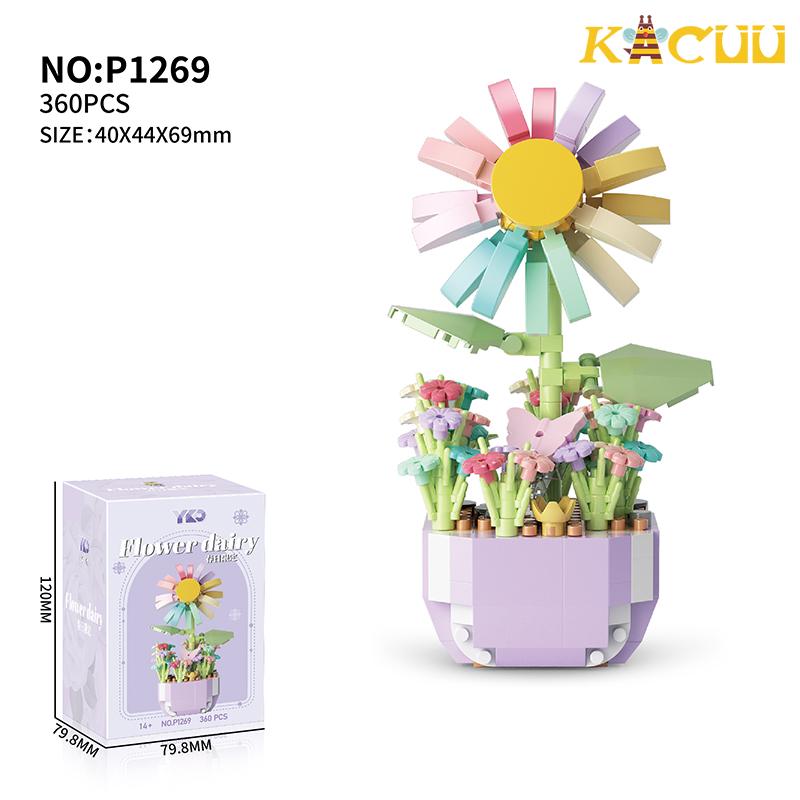 

Perpetual Bouquet Tulip Flower Building Block 3D Model Home Decoration Plant Potted Assembly MOC Bricks Valentine Children Gifts