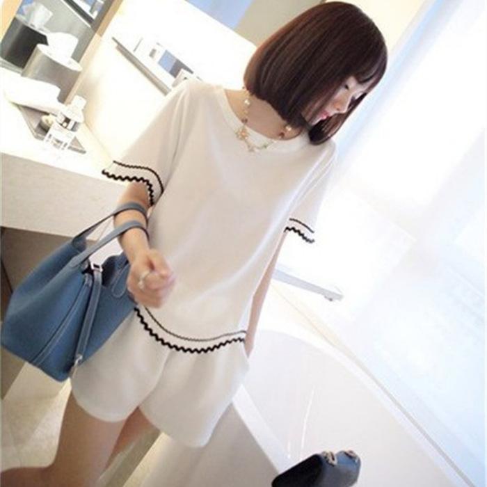 Summer Short-sleeved Shorts Sportswear for Women Korean Style Short-sleeved Fat MM Fashion Simple Casual Suit Two-piece Suit for Women Summer