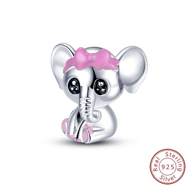 Original Charms Perlen Anhänger Kupfer Vintage Muster Elefant Charms Passend für Armband Anhänger Damen Feiner Schmuck Geschenk