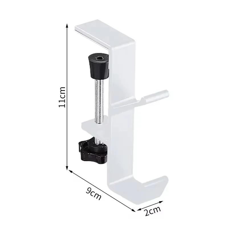 

1 шт. Бытовые удобные инструменты Регулируемый крючок для края стола Вешалка для стола Хранение рюкзака Подвесной крючок Держатель Органайзер без сверления белый