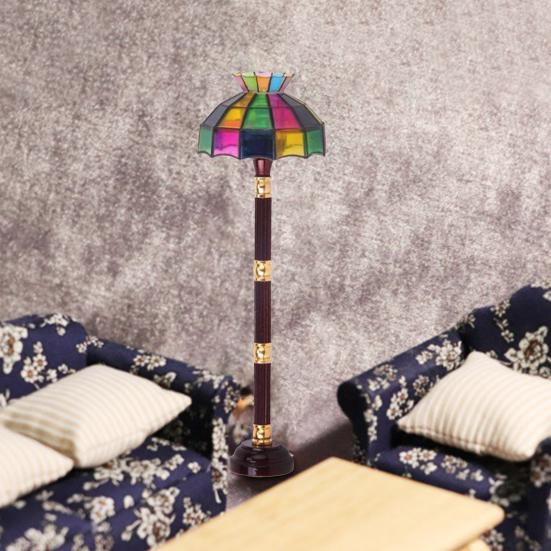 

Лампа для кукольного домика с подсветкой, декоративная тонкая работа, роман 1:12-масштабные мини-напольные аксессуары, реквизит для сцены