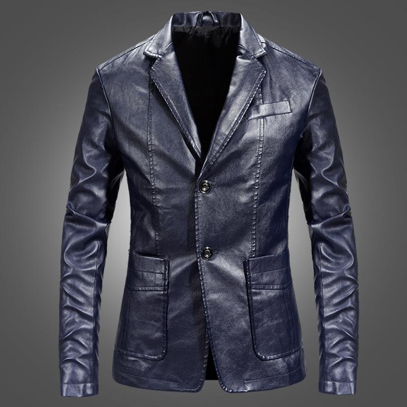 Men s leather jacket leather suit warm washed PU leather coat new leather jacket youth coat M