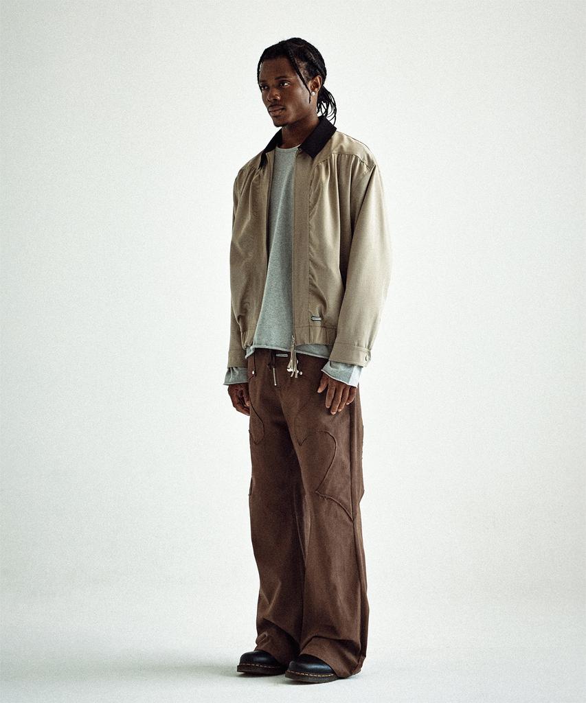 Thevinylhouse Mixed Collar Blouson Jacket Beige