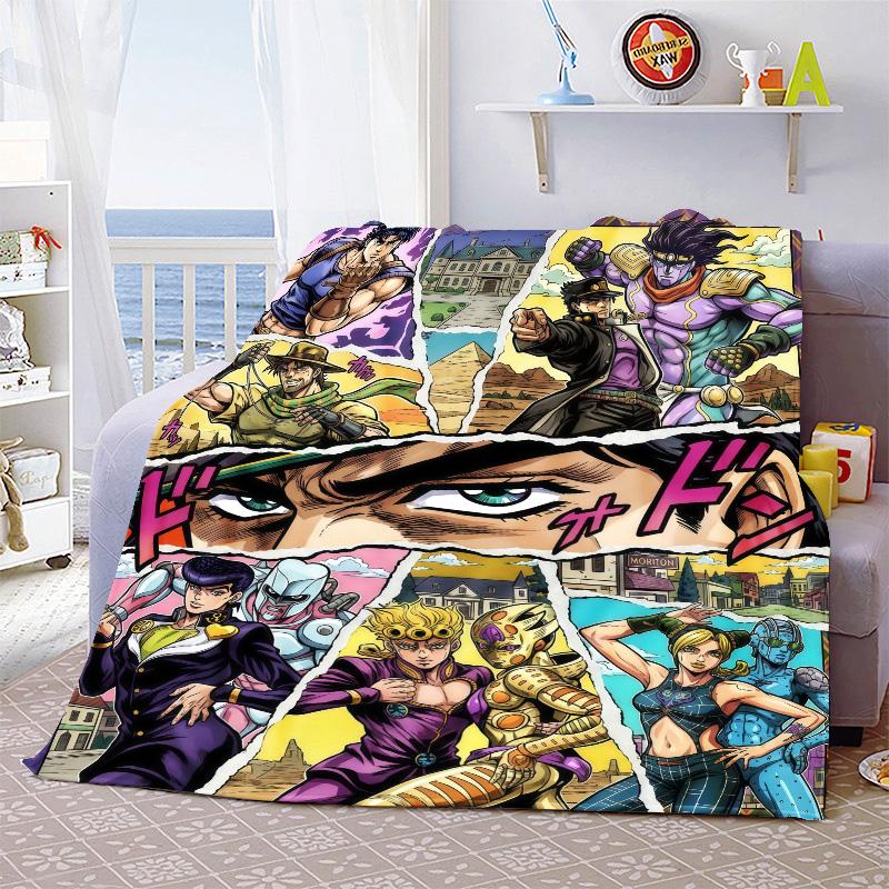 JoJo Bizarre Adventure Flannel Blanket Soft Warm Throw Lightweight Cozy Blanket for Sofa Bed Home Decoration -QJY