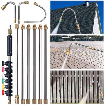 Juego de Lanza para Hidrolimpiadora de Alta Presión de 10 Piezas Extensor para Lavado de Coches Barra de Limpieza para Coche Chorro con 6 Boquillas Ajustables 4000 PSI Conexión Rápida de 1/4