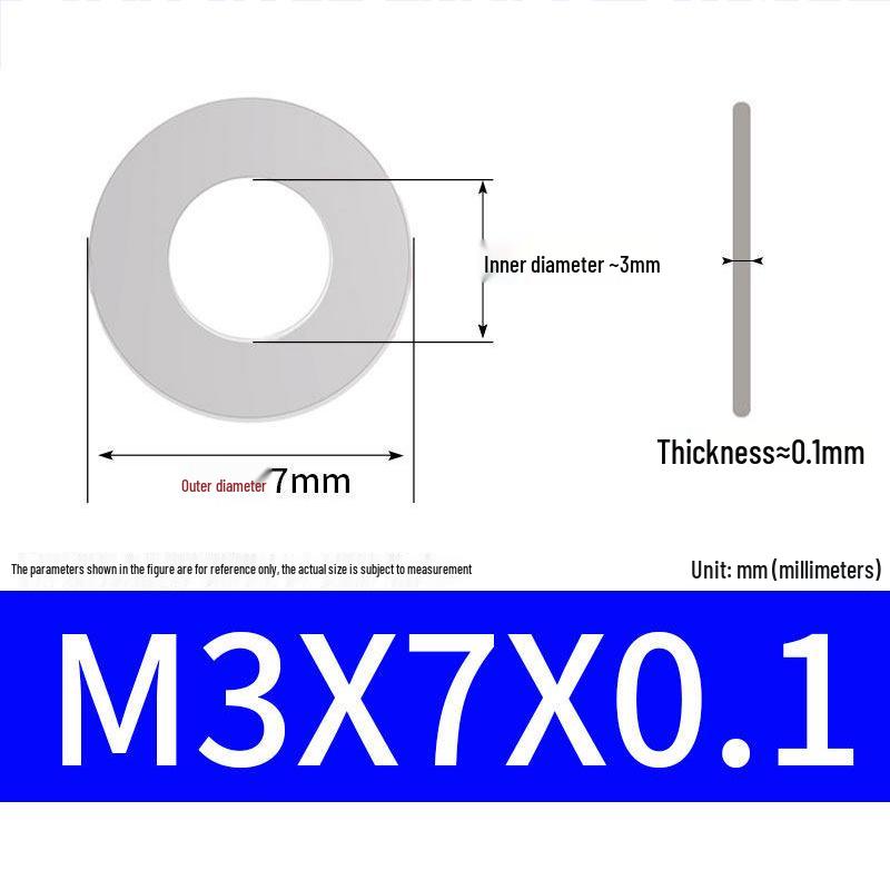 304 Stainless Steel Ultra-Thin Flat Washer, Thickness: 0.1/0.2/0.3/0.4/0.5 Mm, Sizes M1-M8