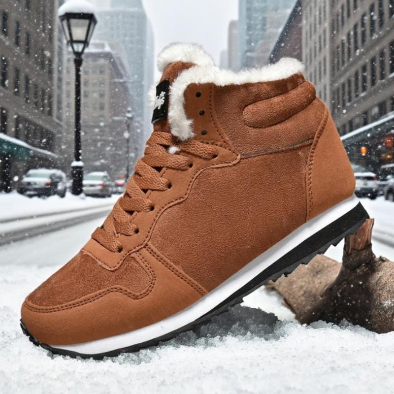 Women's Fashion Winter Boots Plush Lined High Top Design Anti Slip Rubber Outsole Snow Sneakers  New Soft Winter Ankle Boots
