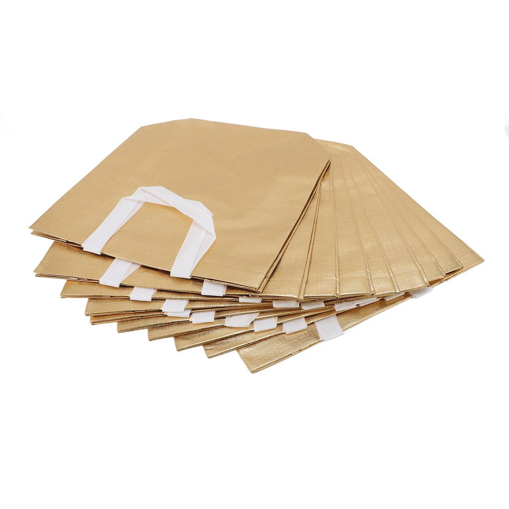 10Pcs Glossy Reusable Gift Bags Set Metallic Bling Design Non Woven Fabrics Tote Bulk with Handles for Holiday Parties